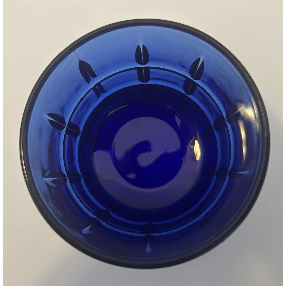 Anchor Hocking Cobalt Blue Tartan Old Fashioned Whiskey Rocks Glasses Set of 4 - Picture 3 of 5